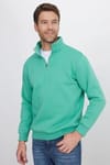 Unisex 3'lü Paket Kahverengi-Yeşil-Ekru Relax Fit Pamuklu Yarım Fermuarlı Dik Yaka Sweatshirt