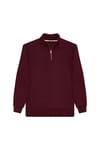 Unisex 3'lü Paket Siyah-Beyaz-Bordo Relax Fit Pamuklu Yarım Fermuarlı Dik Yaka Sweatshirt
