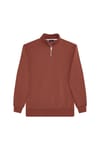 Unisex 3'lü Paket Lacivert-Kahverengi-Yeşil Relax Fit Pamuklu Yarım Fermuarlı Dik Yaka Sweatshirt