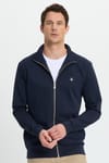 Erkek Slim Fit Dar Kesim Pamuklu Tam Fermuarlı Çift Cepli Dik Yaka Lacivert Sweatshirt Hırka