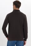 Erkek Slim Fit Dar Kesim Pamuklu Tam Fermuarlı Çift Cepli Dik Yaka Koyu Kahverengi Sweatshirt Hırka