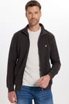Erkek Slim Fit Dar Kesim Pamuklu Tam Fermuarlı Çift Cepli Dik Yaka Koyu Kahverengi Sweatshirt Hırka