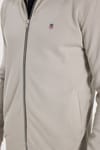 Erkek Slim Fit Dar Kesim Pamuklu Tam Fermuarlı Çift Cepli Dik Yaka Taş Rengi Sweatshirt Hırka