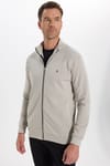 Erkek Slim Fit Dar Kesim Pamuklu Tam Fermuarlı Çift Cepli Dik Yaka Taş Rengi Sweatshirt Hırka