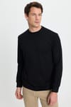 Erkek Relax Fit Rahat Kesim Uzun Kollu Bisiklet Yaka Siyah Sweatshirt
