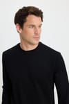 Erkek Relax Fit Rahat Kesim Uzun Kollu Bisiklet Yaka Siyah Sweatshirt