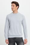 Erkek Relax Fit Rahat Kesim Uzun Kollu Bisiklet Yaka Gri Sweatshirt