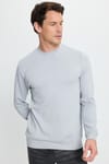 Erkek Relax Fit Rahat Kesim Uzun Kollu Bisiklet Yaka Gri Sweatshirt