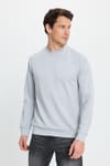 Erkek Relax Fit Rahat Kesim Uzun Kollu Bisiklet Yaka Gri Sweatshirt
