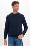 Erkek Standart Fit Normal Kesim Uzun Kollu Ekstra Soft Modal Kumaş Bisiklet Yaka Lacivert Sweatshirt