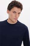 Erkek Standart Fit Normal Kesim Uzun Kollu Ekstra Soft Modal Kumaş Bisiklet Yaka Lacivert Sweatshirt