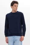 Erkek Standart Fit Normal Kesim Uzun Kollu Ekstra Soft Modal Kumaş Bisiklet Yaka Lacivert Sweatshirt
