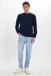 Erkek Standart Fit Normal Kesim Uzun Kollu Ekstra Soft Modal Kumaş Bisiklet Yaka Lacivert Sweatshirt