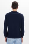 Erkek Standart Fit Normal Kesim Uzun Kollu Ekstra Soft Modal Kumaş Bisiklet Yaka Lacivert Sweatshirt