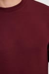 Erkek Relax Fit Rahat Kesim Uzun Kollu Bisiklet Yaka Bordo Sweatshirt