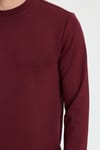 Erkek Relax Fit Rahat Kesim Uzun Kollu Bisiklet Yaka Bordo Sweatshirt