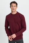 Erkek Relax Fit Rahat Kesim Uzun Kollu Bisiklet Yaka Bordo Sweatshirt