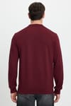 Erkek Relax Fit Rahat Kesim Uzun Kollu Bisiklet Yaka Bordo Sweatshirt
