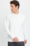 Erkek Relax Fit Rahat Kesim Uzun Kollu Bisiklet Yaka Ekru Sweatshirt