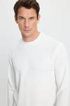 Erkek Relax Fit Rahat Kesim Uzun Kollu Bisiklet Yaka Ekru Sweatshirt