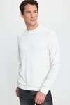 Erkek Relax Fit Rahat Kesim Uzun Kollu Bisiklet Yaka Ekru Sweatshirt