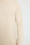 Erkek Relax Fit Rahat Kesim Uzun Kollu Bisiklet Yaka Kemik Rengi Sweatshirt