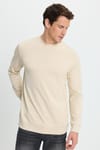 Erkek Relax Fit Rahat Kesim Uzun Kollu Bisiklet Yaka Kemik Rengi Sweatshirt