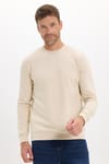 Erkek Standart Fit Normal Kesim Uzun Kollu Ekstra Soft Modal Kumaş Bisiklet Yaka Kemik Rengi Sweatshirt