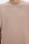 Erkek Standart Fit Normal Kesim Uzun Kollu Ekstra Soft Modal Kumaş Bisiklet Yaka Koyu Vizon Sweatshirt