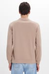 Erkek Standart Fit Normal Kesim Uzun Kollu Ekstra Soft Modal Kumaş Bisiklet Yaka Koyu Vizon Sweatshirt