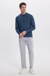 Erkek Relax Fit Rahat Kesim Uzun Kollu Ekstra Yumuşak Bisiklet Yaka Koyu Petrol Sweatshirt