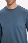 Erkek Standart Fit Normal Kesim Uzun Kollu Ekstra Soft Modal Kumaş Bisiklet Yaka Koyu Petrol Sweatshirt