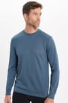Erkek Standart Fit Normal Kesim Uzun Kollu Ekstra Soft Modal Kumaş Bisiklet Yaka Koyu Petrol Sweatshirt
