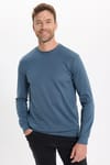 Erkek Standart Fit Normal Kesim Uzun Kollu Ekstra Soft Modal Kumaş Bisiklet Yaka Koyu Petrol Sweatshirt