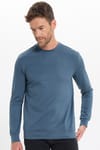 Erkek Standart Fit Normal Kesim Uzun Kollu Ekstra Soft Modal Kumaş Bisiklet Yaka Koyu Petrol Sweatshirt