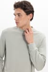 Erkek Standart Fit Normal Kesim Uzun Kollu Ekstra Soft Modal Kumaş Bisiklet Yaka Yeşil Sweatshirt