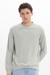 Erkek Standart Fit Normal Kesim Uzun Kollu Ekstra Soft Modal Kumaş Bisiklet Yaka Yeşil Sweatshirt