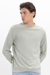 Erkek Standart Fit Normal Kesim Uzun Kollu Ekstra Soft Modal Kumaş Bisiklet Yaka Yeşil Sweatshirt