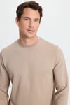 Erkek Relax Fit Rahat Kesim Uzun Kollu Bisiklet Yaka Vizon Sweatshirt