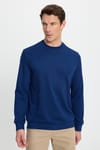 Erkek Relax Fit Rahat Kesim Uzun Kollu Bisiklet Yaka Açık Lacivert Sweatshirt
