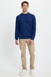 Erkek Relax Fit Rahat Kesim Uzun Kollu Bisiklet Yaka Açık Lacivert Sweatshirt