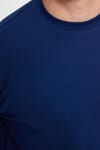 Erkek Relax Fit Rahat Kesim Uzun Kollu Bisiklet Yaka Açık Lacivert Sweatshirt