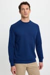Erkek Relax Fit Rahat Kesim Uzun Kollu Bisiklet Yaka Açık Lacivert Sweatshirt