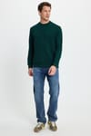 Erkek Relax Fit Rahat Kesim Uzun Kollu Bisiklet Yaka Yeşil Sweatshirt