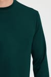 Erkek Relax Fit Rahat Kesim Uzun Kollu Bisiklet Yaka Yeşil Sweatshirt