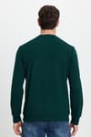 Erkek Relax Fit Rahat Kesim Uzun Kollu Bisiklet Yaka Yeşil Sweatshirt