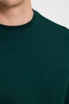 Erkek Relax Fit Rahat Kesim Uzun Kollu Bisiklet Yaka Yeşil Sweatshirt