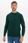 Erkek Standart Fit Normal Kesim Uzun Kollu Ekstra Soft Modal Kumaş Bisiklet Yaka Yeşil Sweatshirt