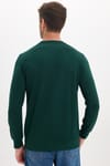 Erkek Standart Fit Normal Kesim Uzun Kollu Ekstra Soft Modal Kumaş Bisiklet Yaka Yeşil Sweatshirt