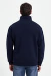 Erkek Relax Fit Rahat Kesim Pamuklu Yarım Fermuarlı Baskılı Lacivert Sweatshirt